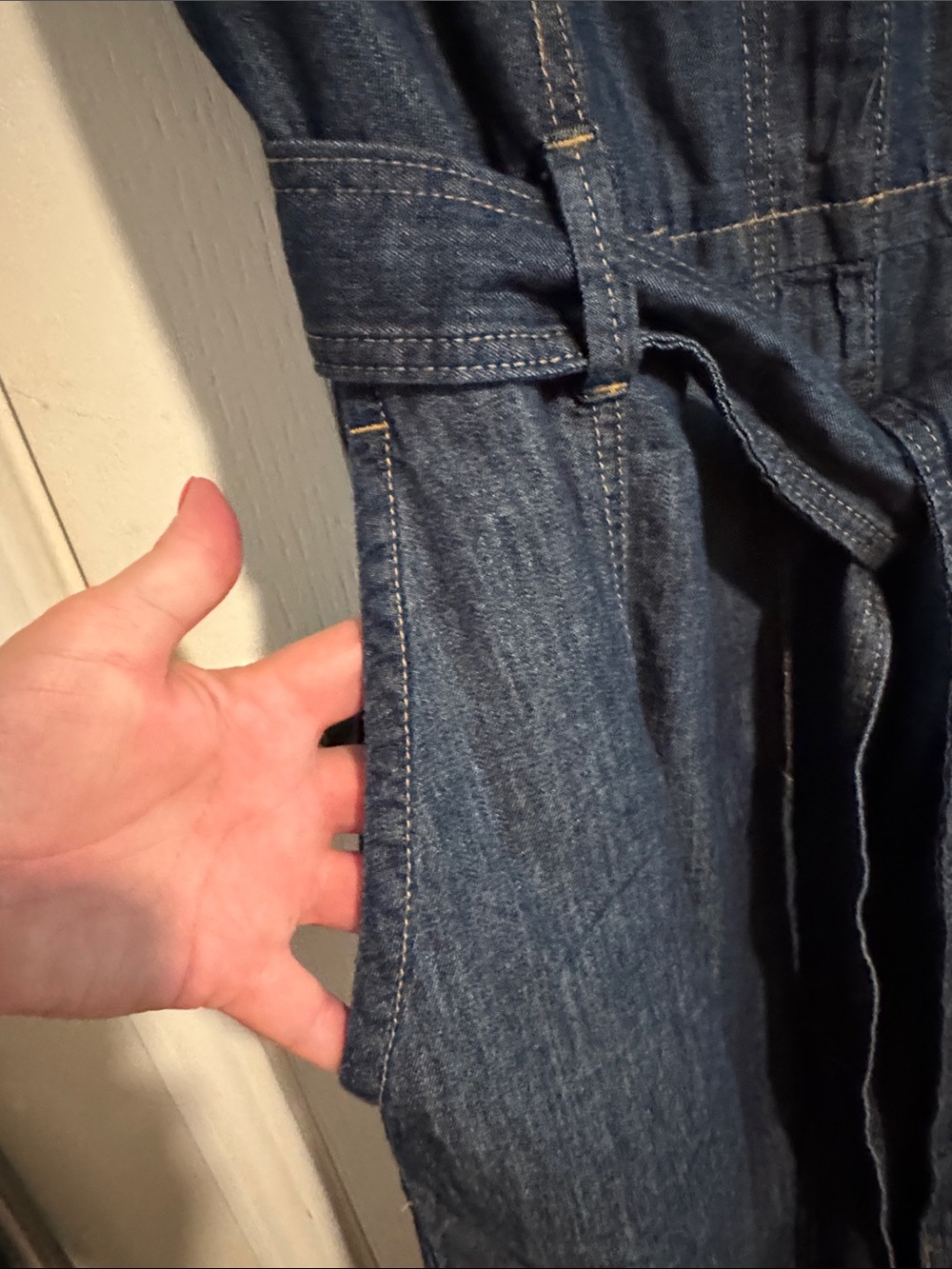 Free Assembly Denim Wide Leg Jumpsuit - Picture 3 of 8